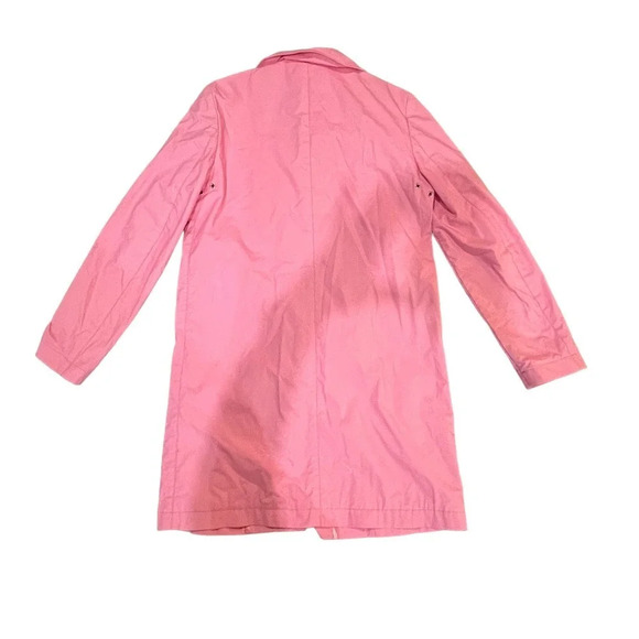 Saks Fifth Avenue Women's Medium Pink Cotton Trench Coat with Polka Dot Lining - Picture 5 of 5